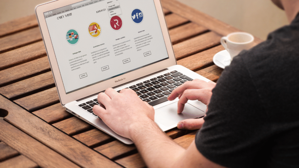 Digital marketer analyzing SEO data to improve brand visibility
